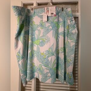 Tropical Print Skort in Blue and Green-Size XXL